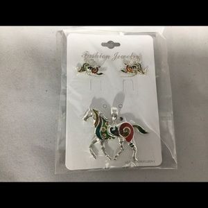 Equestrian necklace and earrings